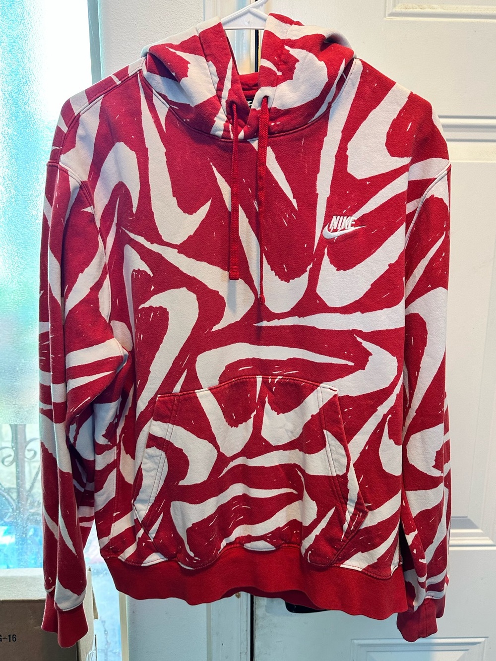 Nike Swoosh All Over Club BB Pullover Hoodie Men's Embroidered White Nike - Picture 1 of 8